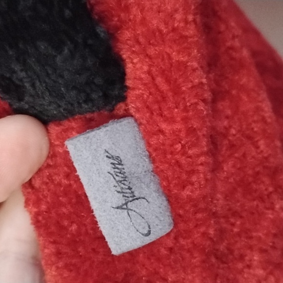 Vintage Artisans Women's Red Holiday Pinecone Sweater Jacket with Black Trim - Picture 6 of 13